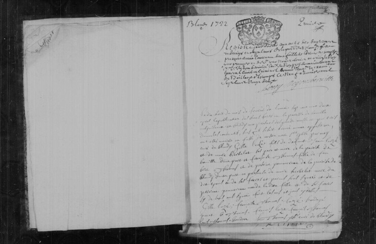 BLANDY. Paroisse Saint-Maurice : Baptêmes, mariages, sépultures : registre paroissial (1721-1780). [lacunes : B.M.S. (1724-1731). relié en désordre (1768-1780)]. 