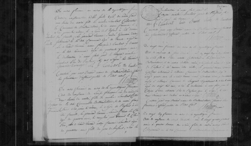 BALLAINVILLIERS. Naissances, mariages, décès : registre d'état civil (an XI-1817). 