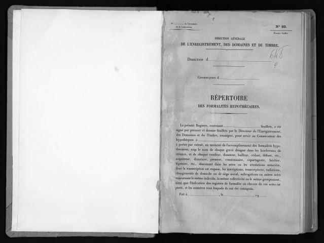 Conservation des hypothèques de CORBEIL. - Répertoire des formalités hypothécaires, volume n° 648 : A-Z (registre ouvert vers 1946). 