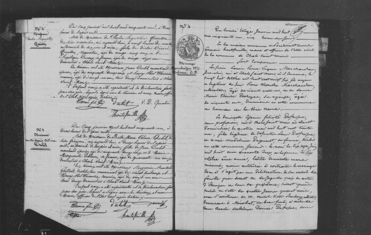 CHALO-SAINT-MARS. Naissances, mariages, décès : registre d'état civil (1851-1860). 