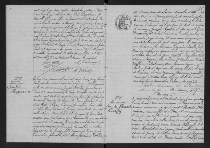 ATHIS-MONS.- Mariages : registre d'état civil (1921). 