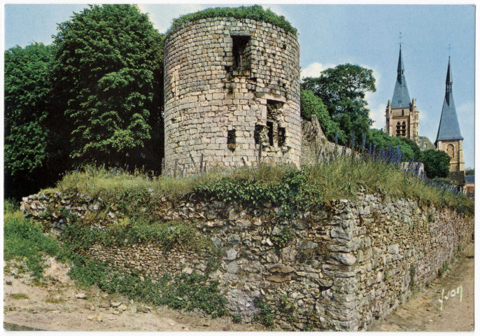 DOURDAN. - Le château vu de l'angle sud-ouest et les clochers de l'église Saint-Germain. Editeur Yvon, 1983, 1 timbre à 2 francs. 
