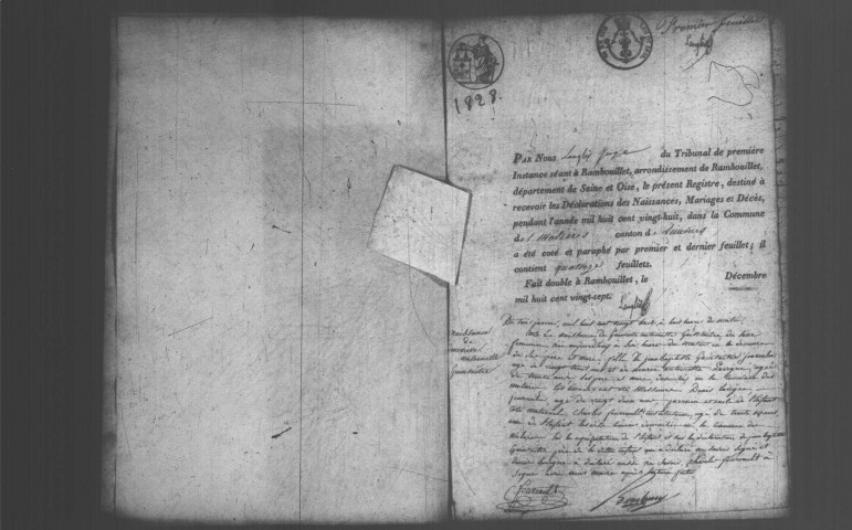 MOLIERES (LES). Naissances, mariages, décès : registre d'état civil (1828-1838). 