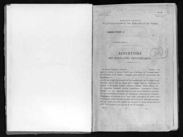 Conservation des hypothèques de CORBEIL. - Répertoire des formalités hypothécaires, volume n° 629 : A-Z (registre ouvert vers 1941). 