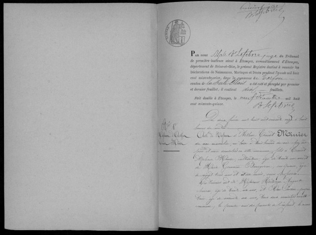 TORFOU. Naissances, mariages, décès : registre d'état civil (1876-1890). 