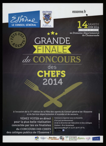 Essonne [conseil général]. - Grande finale du concours des Chefs, samedi 14 juin 2014 à partir de 13h 30 au Domaine départemental de Chamarande. 