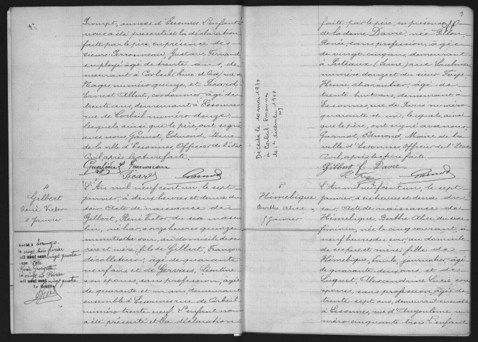 ESSONNES.- Naissances : registre d'état civil (1901-1902). 