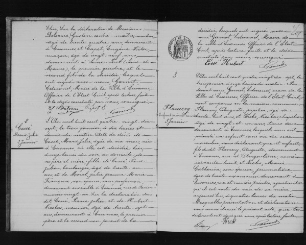 ESSONNES. Décès : registre d'état civil (1897). 