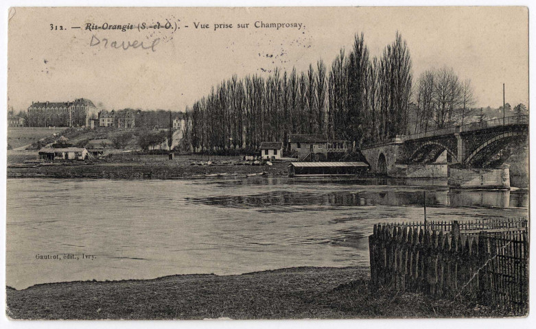 DRAVEIL. - Vue prise sur Champrosay. Gautrot (1907), 2 mots, 5 c, ad. 
