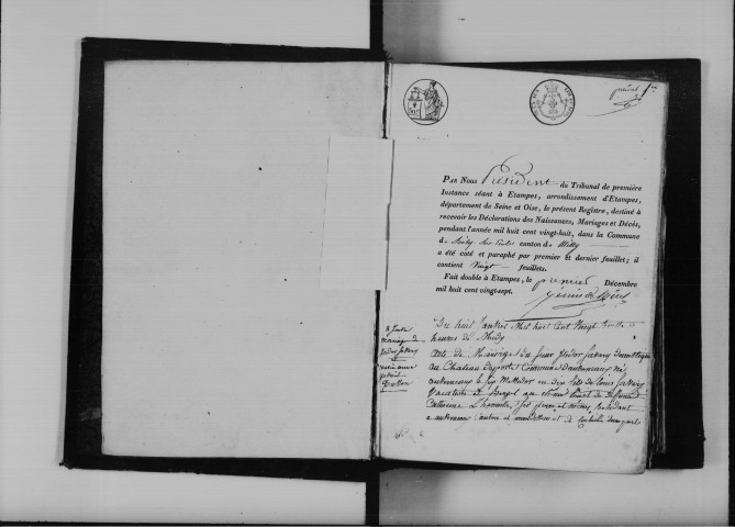 SOISY-SUR-ECOLE. Naissances, mariages, décès : registre d'état civil (1828-1845). 