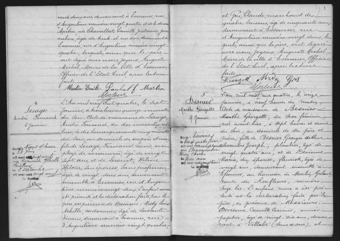 ESSONNES.- Naissances : registre d'état civil (1904). 