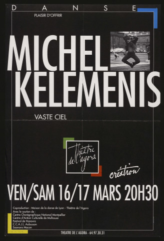 EVRY. - Danse : Vaste ciel, Théâtre de l'Agora, 16 mars-17 mars 1990. 