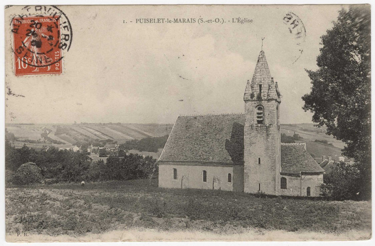PUISELET-LE-MARAIS. - L'église [Editeur PR, 1904, timbre à 10 centimes]. 