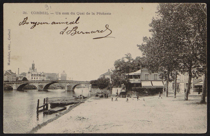 Corbeil-Essonnes.- Un coin du quai de la Pêcherie (juillet 1906). 