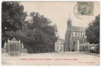 SAINT-GERMAIN-LES-CORBEIL. - Entrée du château et l'église [Editeur Bonvalot, 1900, timbre à 5 centimes]. 