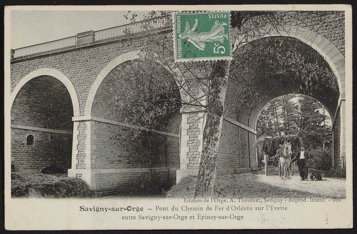 SAVIGNY-SUR-ORGE .- Pont du chemin de fer d'Orléans sur l'Yvette entre Savigny-sur-Orge et Epinay-sur-Orge. 