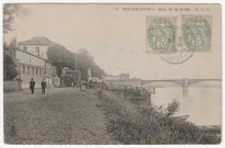 RIS-ORANGIS. - Quai de la Borde, Coll. Debuisson [Editeur CLC, 1905, 2 timbres à 5 centimes]. 
