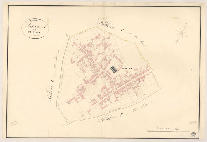 ETRECHY. - Section A : Village (le), 3e feuille. 