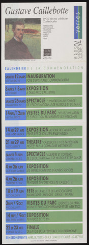YERRES. - Gustave CAILLEBOTTE. 1994, Yerres célèbre Caillebotte. Calendrier de la commémoration (1994). 