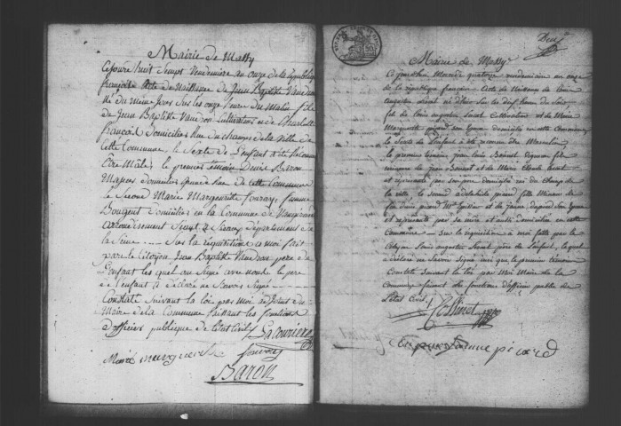 MASSY. Naissances, mariages, décès : registre d'état civil (an XI-1808). 