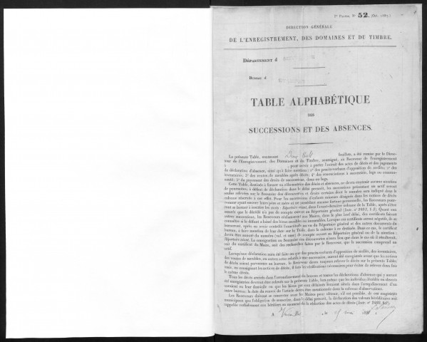 ETAMPES, bureau de l'enregistrement. - Table alphabétiques des successions et des absences (01/01/1891-31/12/1896). 