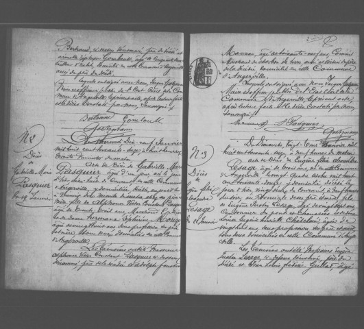 ANGERVILLE. Décès : registre d'état civil (1876-1882). 