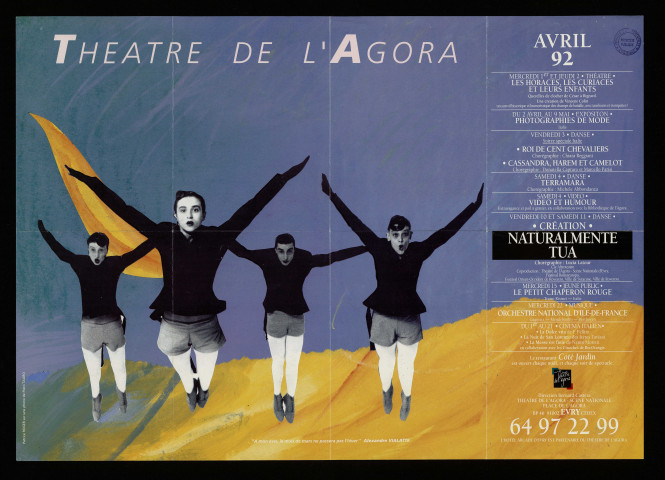 EVRY.- Théâtre, cinéma, danse : programme culturel, Théâtre de l'Agora, avril 1992. 