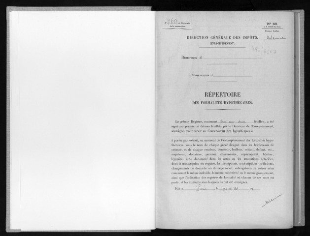 Conservation des hypothèques de CORBEIL. - Répertoire des formalités hypothécaires, volume n° 760 : A-Z (registre ouvert en 1954). 