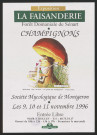 ETIOLLES. - Exposition : Champignons. La Faisanderie. Forêt domaniale de Sénart, 9 novembre-11 novembre 1996. 