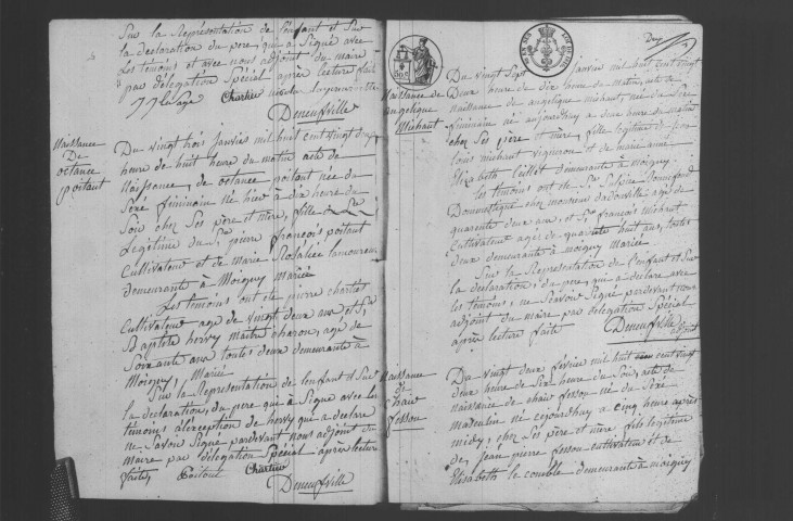 MOIGNY-SUR-ECOLE. Naissances, mariages, décès : registre d'état civil (1822-1835). 