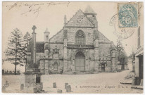 LONGJUMEAU. - L'église et la place. C.L.C., (1903), 3 mots, 5 c, ad. 