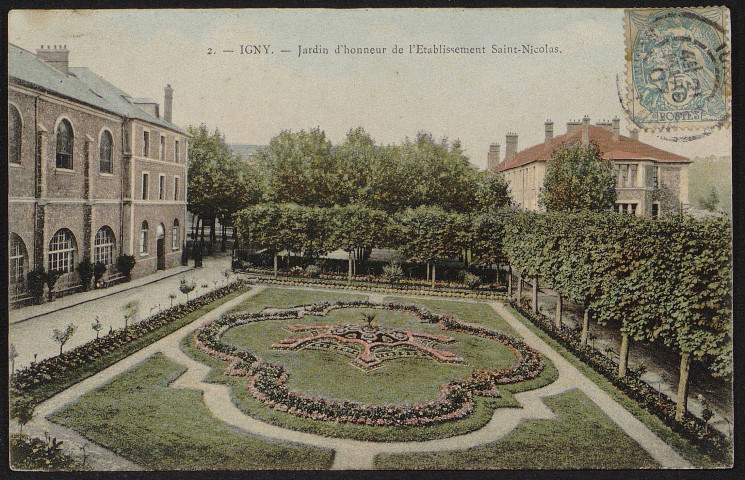 Igny.- Jardin d'honneur de l'établissement Saint-Nicolas (21 mars 1907). 