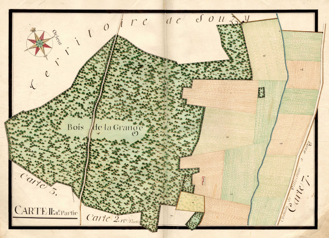 VILLECONIN. - Atlas de sept cartes particulières du plan de VILLECONIN dépendant du comté de CHAMARANDE, levé par RICHARD et THURY à la mesure de 22 pieds pour perche et 100 perches pour arpent [milieu XVIIIe siècle]. 
