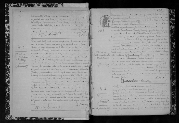 SAINT-CHERON. Naissances, mariages, décès : registre d'état civil (1885-1893). 