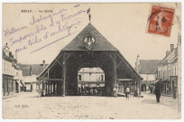MILLY-LA-FORET. - La halle et la place [Editeur Malle, 1908, timbre à 10 centimes]. 