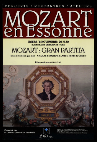 LISSES. - Mozart en Essonne. Mozart : Gran Partita, Eglise Saint-Germain de Paris, [8 novembre 1990]. 