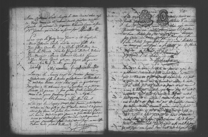 LINAS. Naissances, mariages, décès : registre d'état civil (1792-an IV). 