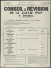Essonne [Département]. - Recensement militaire - Classe 1969 - 3 ème session. Convocation des jeunes nés entre le 1er septembre 1949 et le 31 décembre 1949, 1er octobre 1968. 