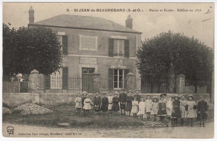 SAINT-JEAN-DE-BEAUREGARD. - Mairie et écoles édifiées en 1878. Editeur Seine et Oise Artistique et Pittoresque, collection Paul Allorge, 1917. 
