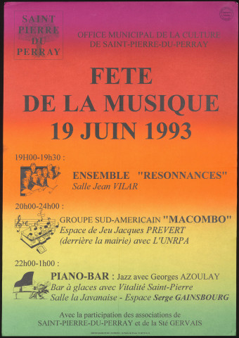 SAINT-PIERRE-DU-PERRAY. - Fête de la musique, 19 juin 1993. 