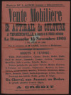 YERMENONVILLE [Eure-et-Loir]. - Vente mobilière et attirail de culture, au domicile de M. FOREAU, cultivateur, 15 novembre 1903. 