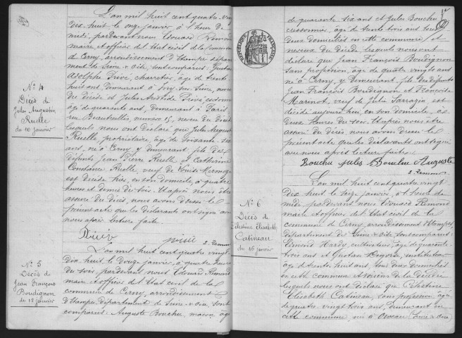 CERNY.- Naissances, mariages, décès : registre d'état civil (1898-1905). 