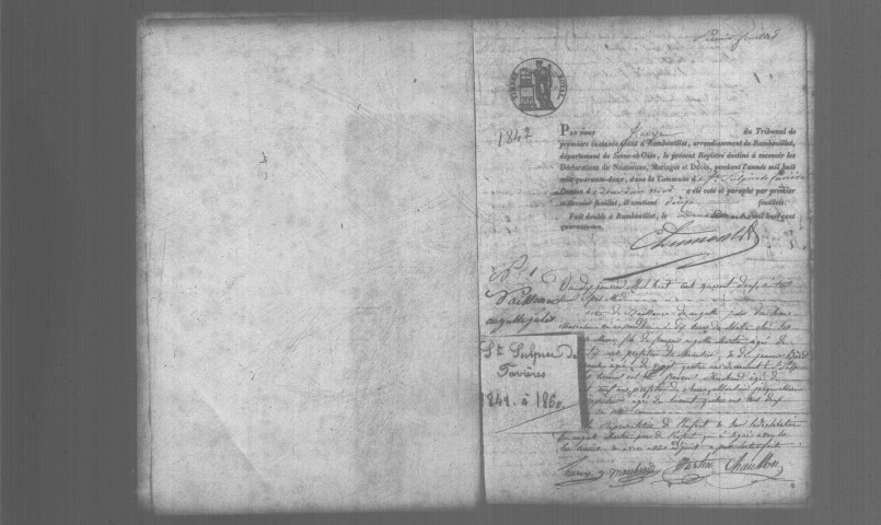 SAINT-SULPICE-DE-FAVIERES. Naissances, mariages, décès : registre d'état civil (1842-1860). 