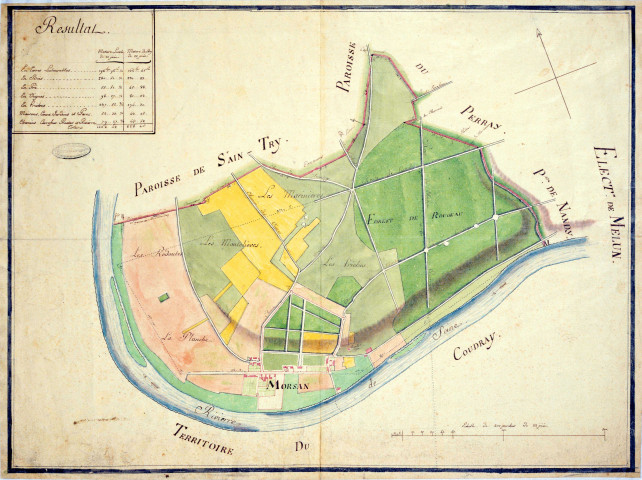 MORSANG [SUR-SEINE]. - Plans d'intendance. Plan, Ech. 1/200 perches, Dim. 65 x 50 cm, [fin XVIIIe siècle]. 