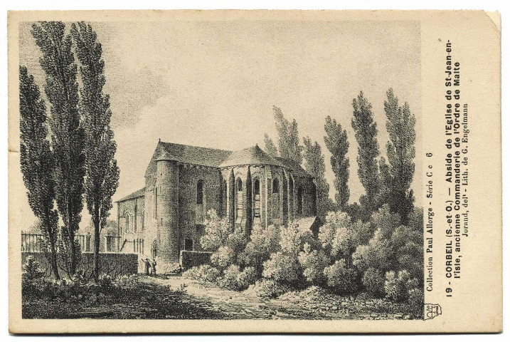 CORBEIL-ESSONNES. - Abside de l'église de Saint-Jean-en-l'Isle, (d'après lith. de G. Engelmann), Paul Allorge. 