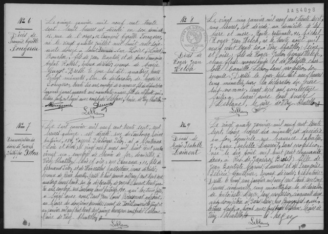 VIRY-CHATILLON. - Décès : registre d'état civil.