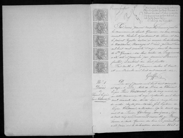 SAINTE-GENEVIEVE-DES-BOIS. Naissances, mariages, décès : registre d'état civil (1871-1882). 