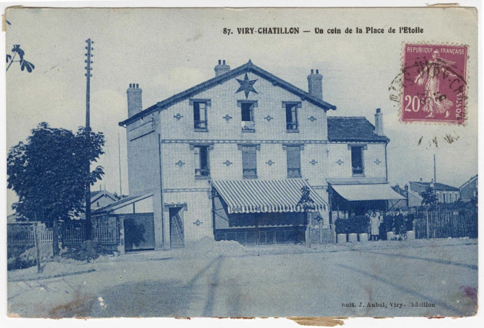VIRY-CHATILLON. - Un coin de la place de l'étoile [Editeur Aubel, 1933, timbre à 20 centimes, bleue]. 