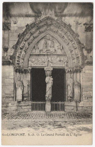 LONGPONT-SUR-ORGE. - Le grand portail de l'église. Royer. 