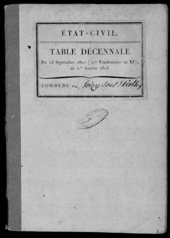 SOISY-SUR-SEINE. Tables décennales (1802-1902). 